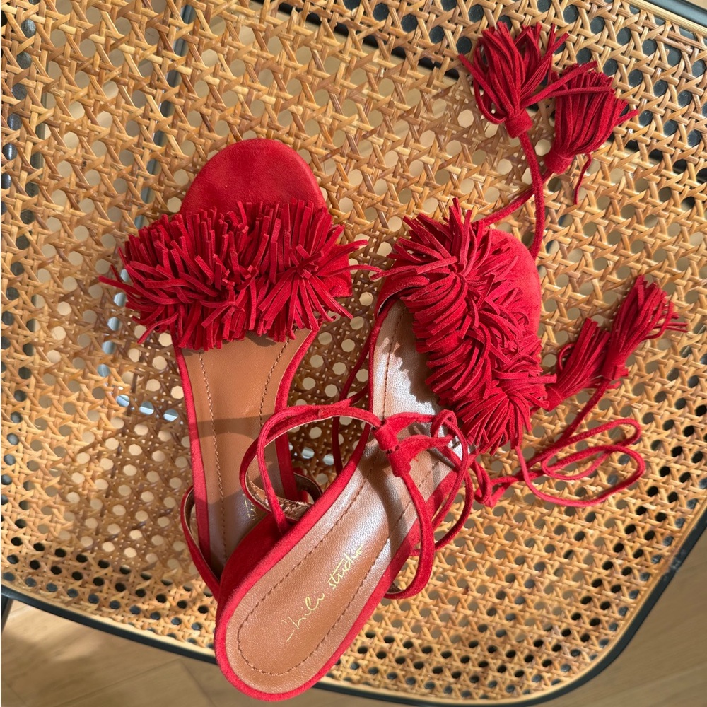 Red Fringe Sandals